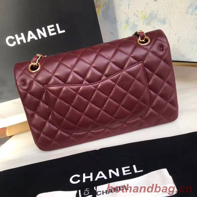 chanel classic handbag Lambskin & gold Metal A01112 Burgundy