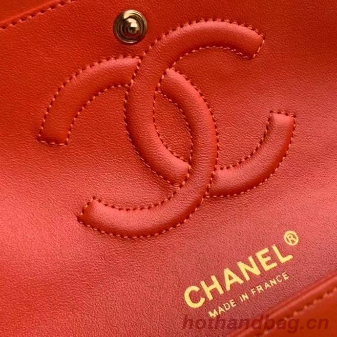 chanel classic handbag Lambskin & gold Metal A01112 red