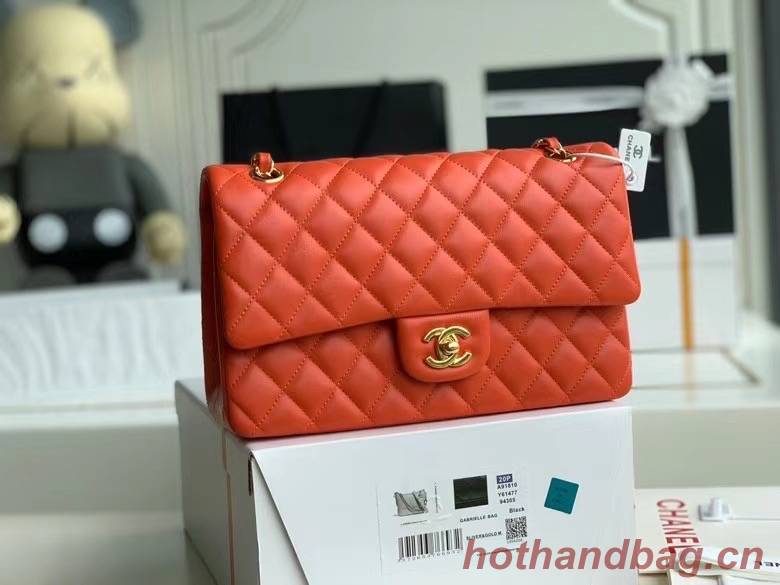 chanel classic handbag Lambskin & gold Metal A01112 red