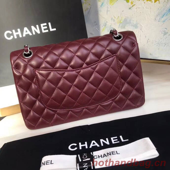 chanel classic handbag Lambskin & silver Metal A01112 Burgundy