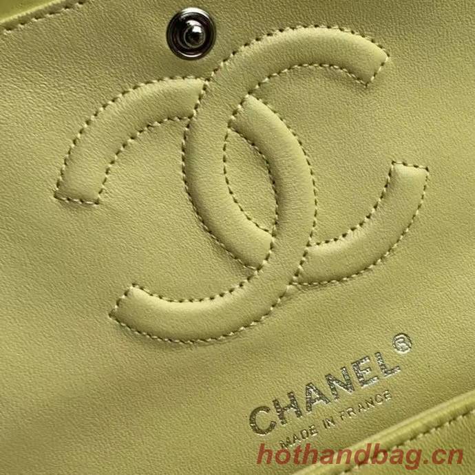 chanel classic handbag Lambskin & silver Metal A01112 lemon