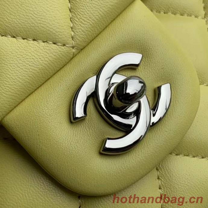 chanel classic handbag Lambskin & silver Metal A01112 lemon