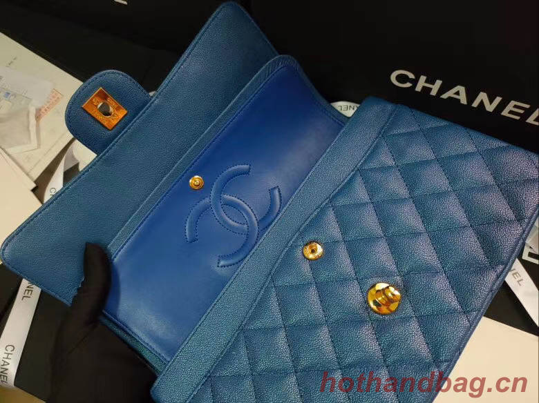 chanel flap bag Iridescent Grained Calfskin&Gold-Tone AS1112 blue