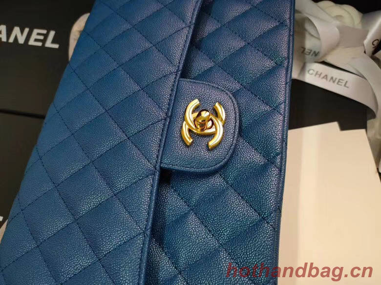 chanel flap bag Iridescent Grained Calfskin&Gold-Tone AS1112 blue