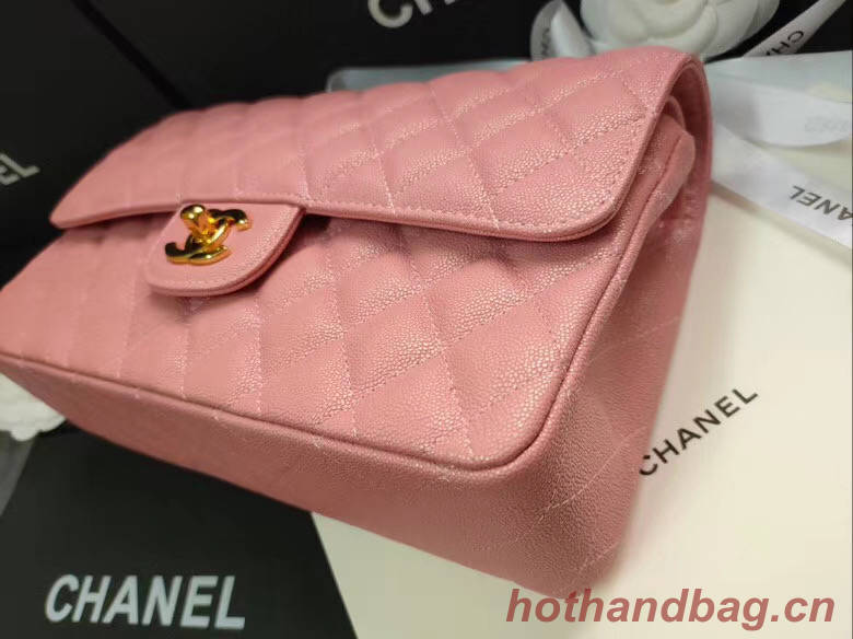 chanel flap bag Iridescent Grained Calfskin&Gold-Tone AS1112 pink