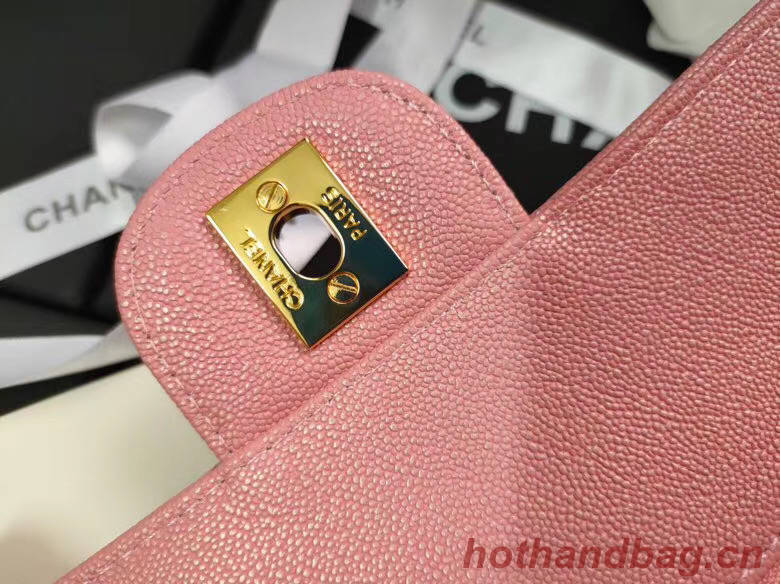 chanel flap bag Iridescent Grained Calfskin&Gold-Tone AS1112 pink