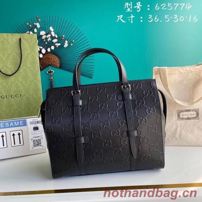 Gucci GG embossed tote bag 625774 Black 