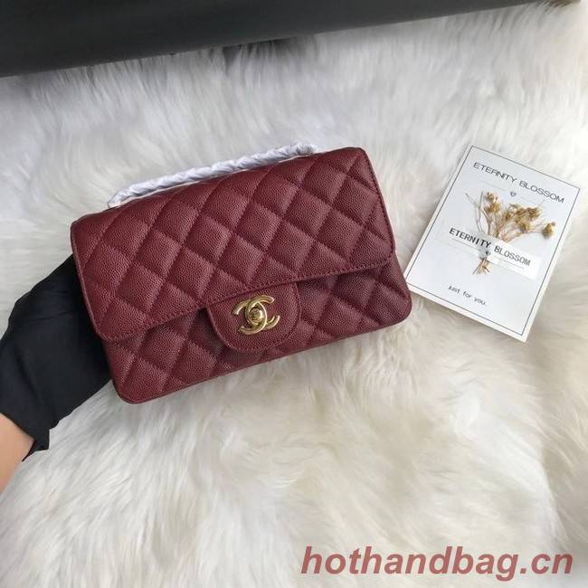 Chanel mini flap bag Grained Calfskin A1116 Burgundy