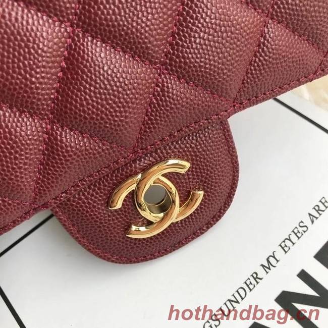 Chanel mini flap bag Grained Calfskin A1116 Burgundy