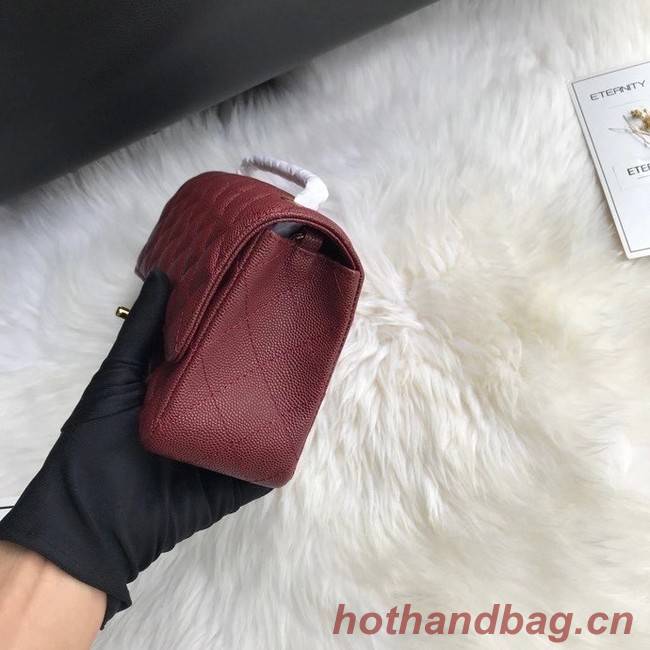 Chanel mini flap bag Grained Calfskin A1116 Burgundy