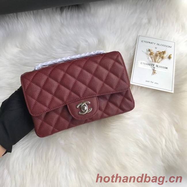 Chanel mini flap bag Grained Calfskin A1116 Burgundy