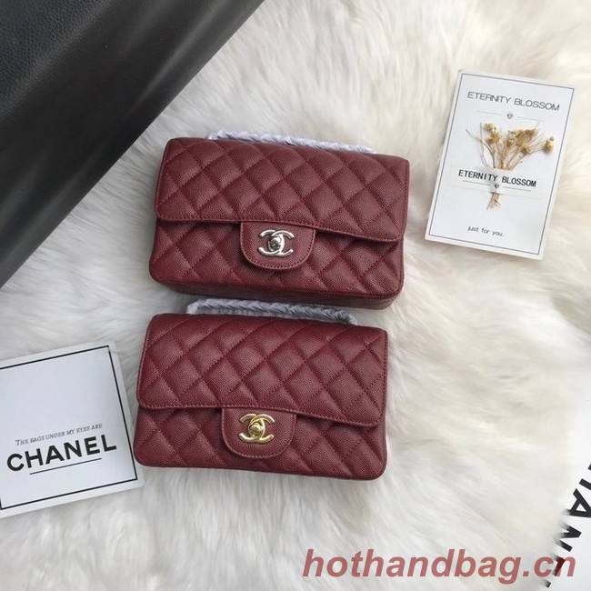 Chanel mini flap bag Grained Calfskin A1116 Burgundy