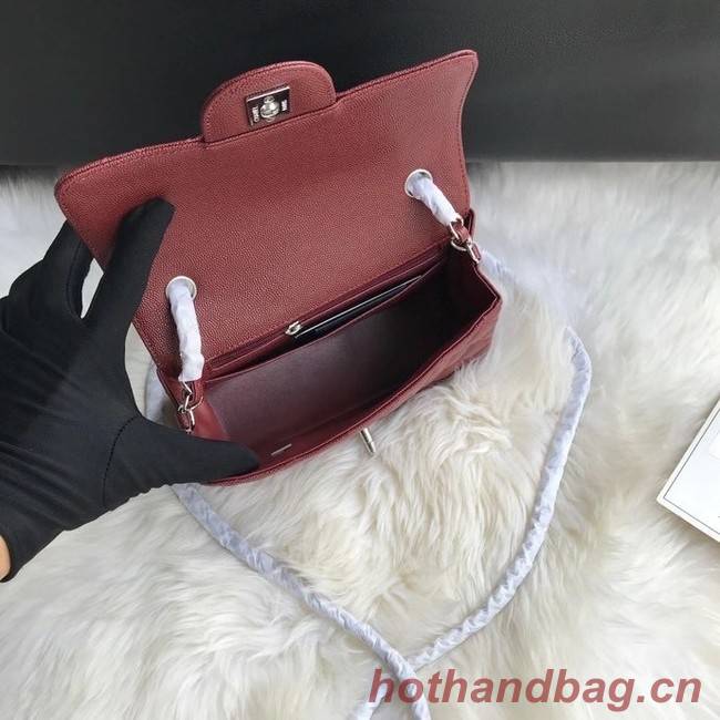 Chanel mini flap bag Grained Calfskin A1116 Burgundy