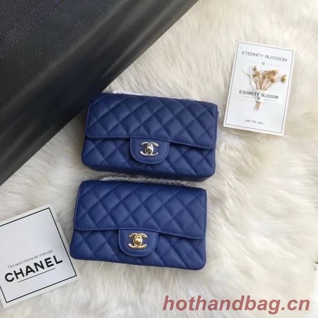 Chanel mini flap bag Grained Calfskin A1116 dark blue