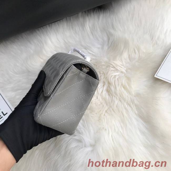 Chanel mini flap bag Grained Calfskin A1116 gray