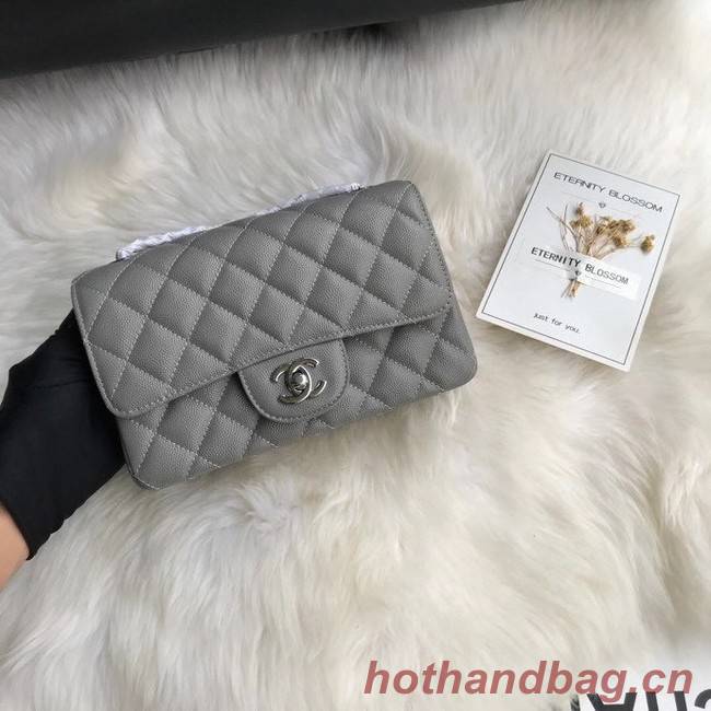 Chanel mini flap bag Grained Calfskin A1116 gray