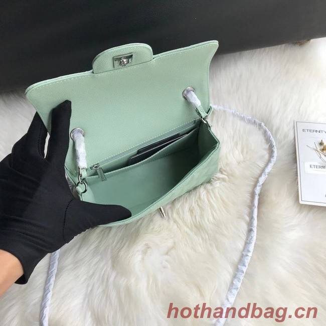 Chanel mini flap bag Grained Calfskin A1116 light green