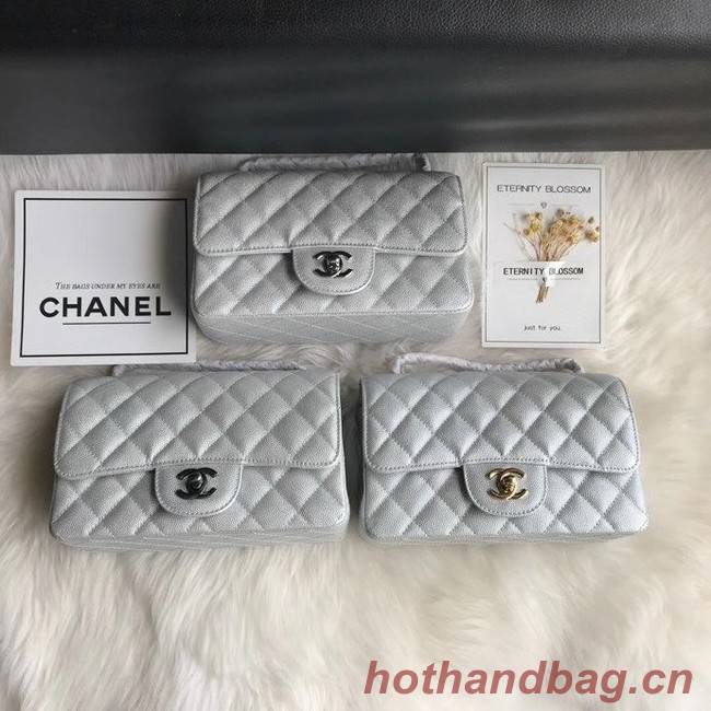 Chanel mini flap bag Grained Calfskin A1116 silver