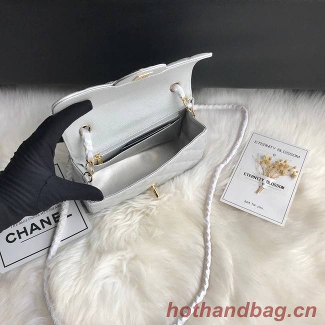 Chanel mini flap bag Grained Calfskin A1116 silver