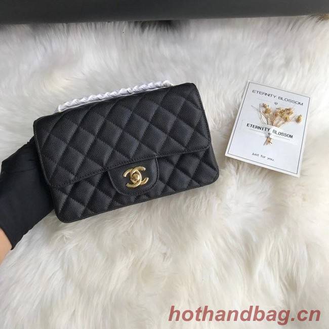 Chanel mini flap bag Grained Calfskin &GOLD-Tone Metal A1116 black