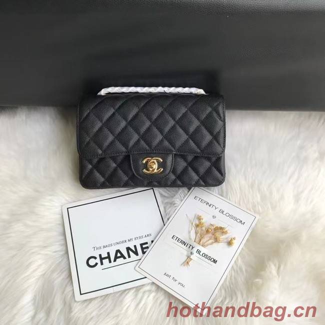 Chanel mini flap bag Grained Calfskin &GOLD-Tone Metal A1116 black