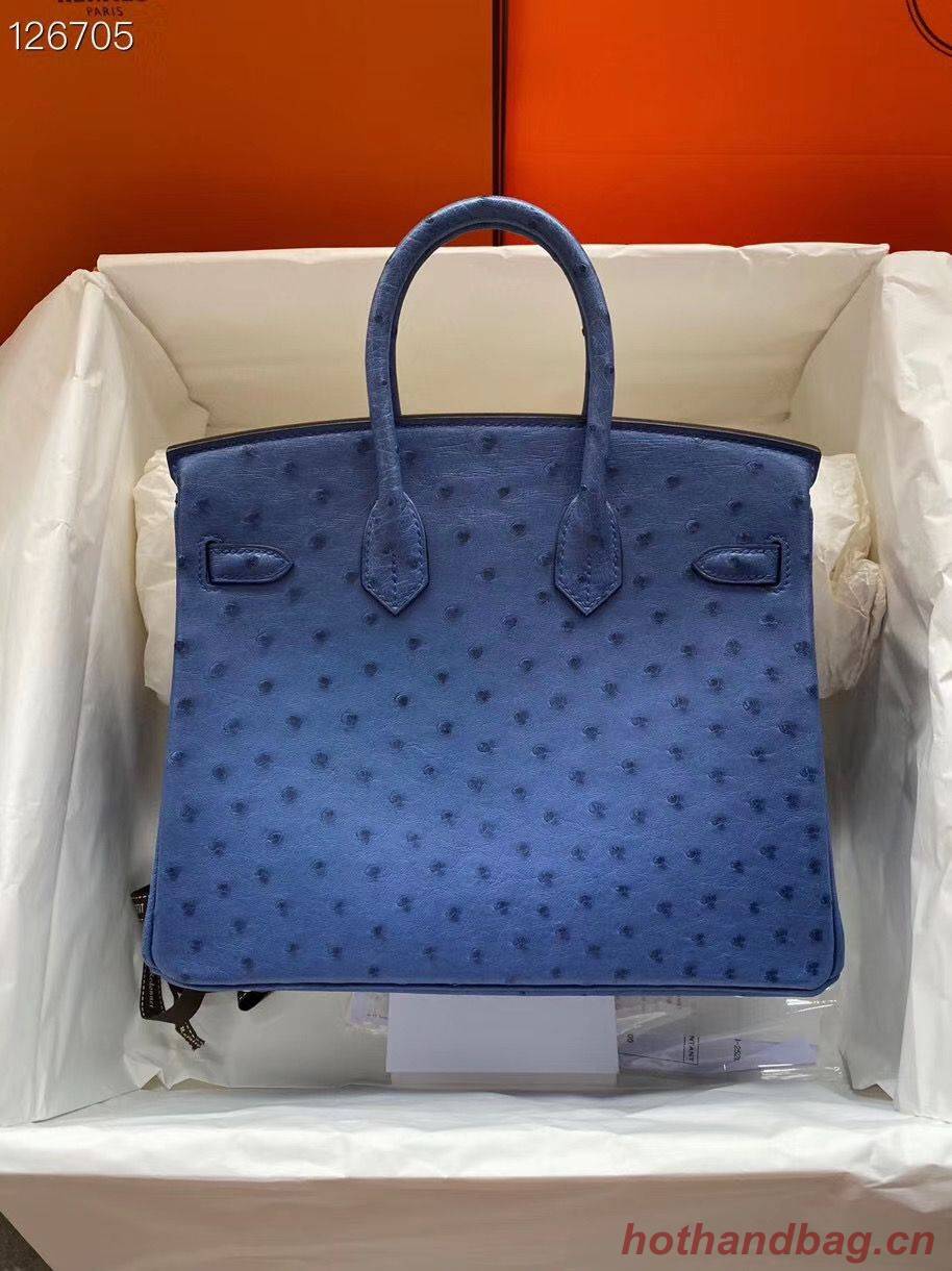 Hermes Birkin Bag Original Leather Ostrich Skin HBK2530 Dark Blue