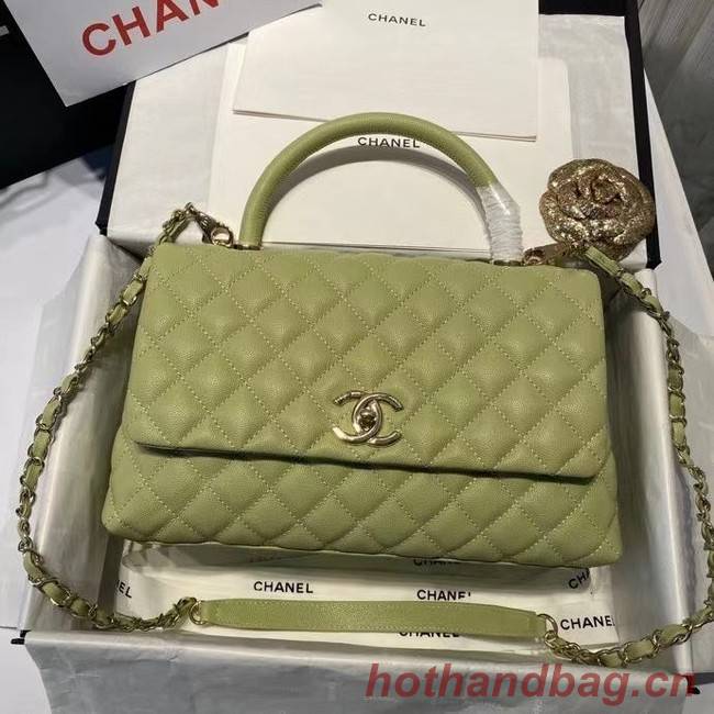 Chanel coco flap bag with top handle A92991 Avocado Green