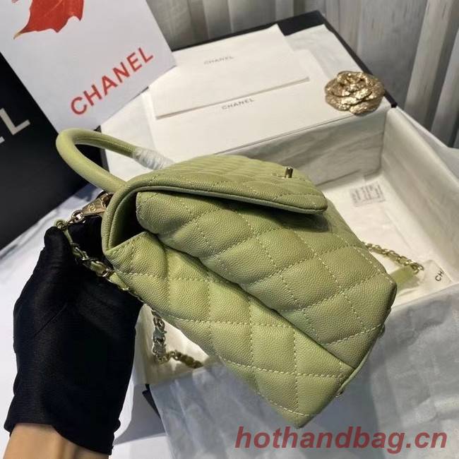 Chanel coco flap bag with top handle A92991 Avocado Green