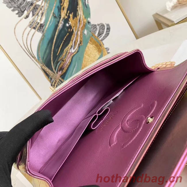 Chanel classic handbag Iridescent Calfskin & gold Metal A01112 purple