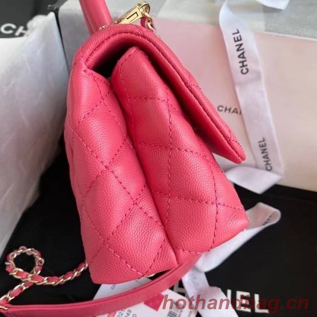 Chanel coco mini flap bag with top handle AS2215 rose