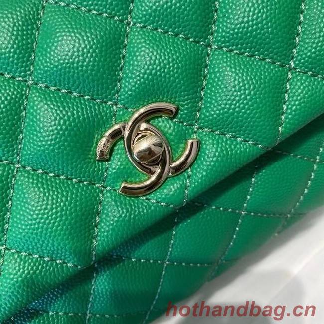 Chanel flap bag with top handle A92990 green