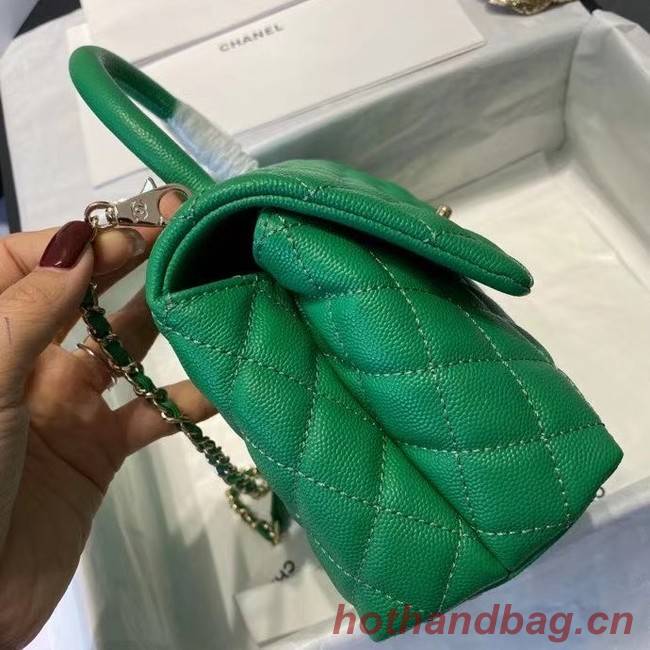 Chanel flap bag with top handle A92990 green