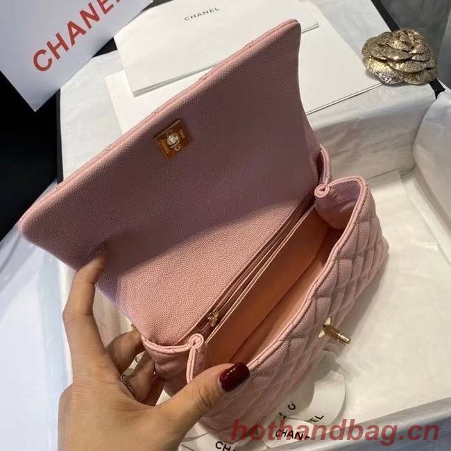 Chanel flap bag with top handle A92990 pink