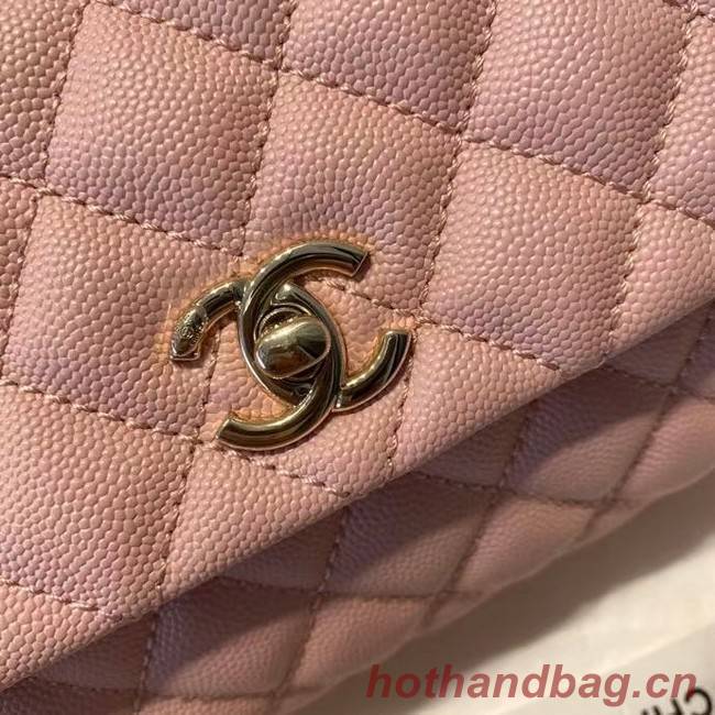 Chanel flap bag with top handle A92990 pink