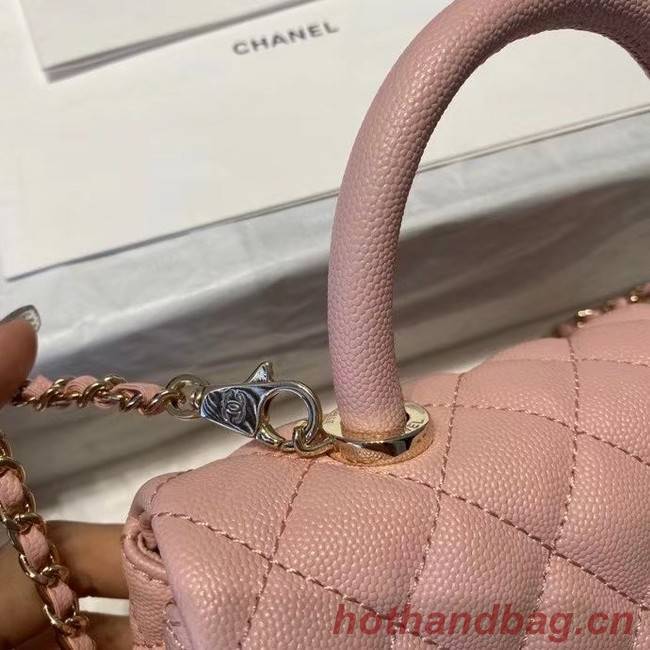 Chanel flap bag with top handle A92990 pink