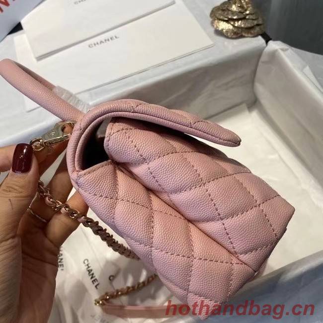 Chanel flap bag with top handle A92990 pink