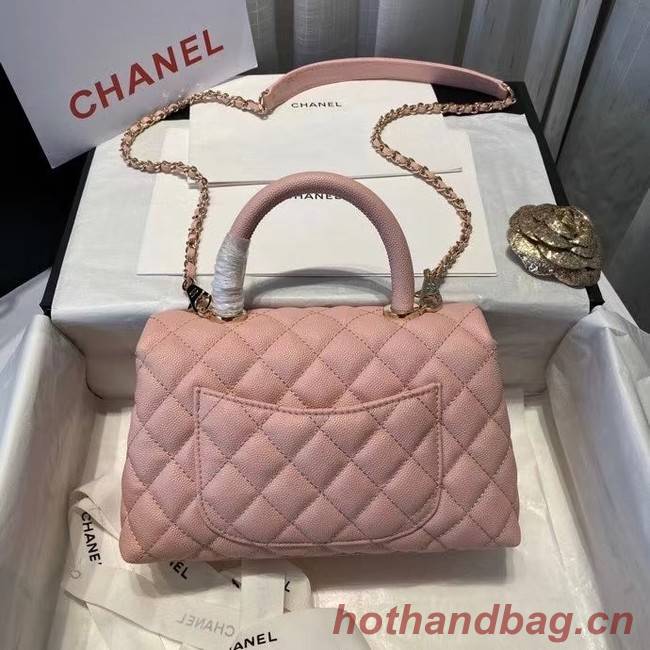 Chanel flap bag with top handle A92990 pink