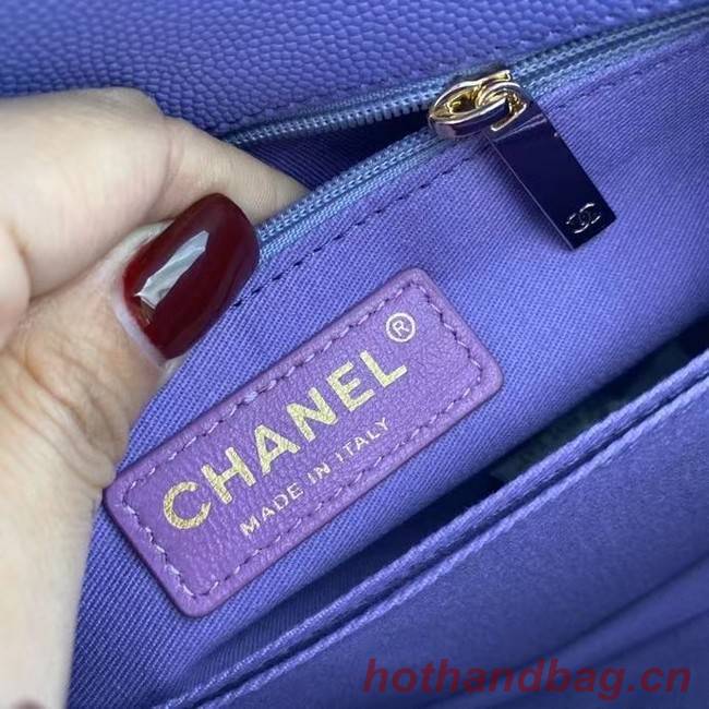 Chanel flap bag with top handle A92990 purple