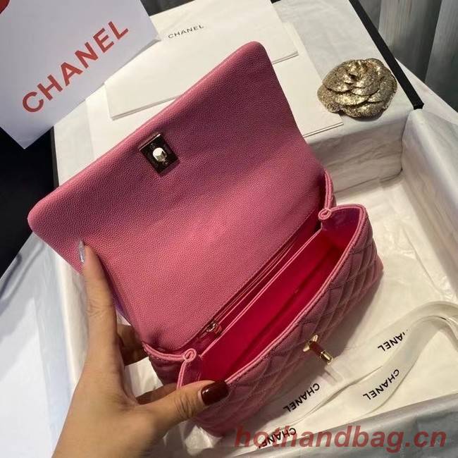 Chanel flap bag with top handle A92990 rose