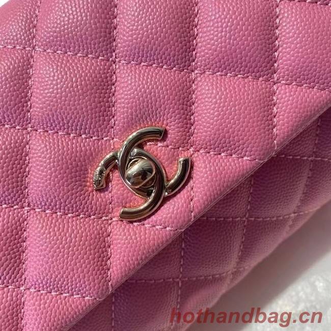 Chanel flap bag with top handle A92990 rose