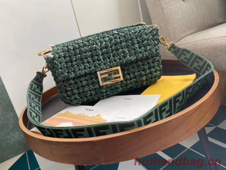 FENDI Baguette Shoulder Bag F0388 Green