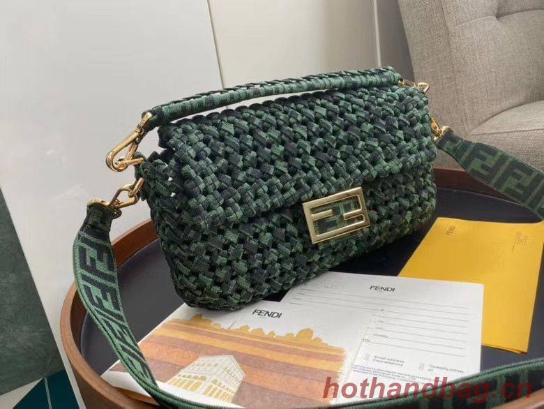 FENDI Baguette Shoulder Bag F0388 Green