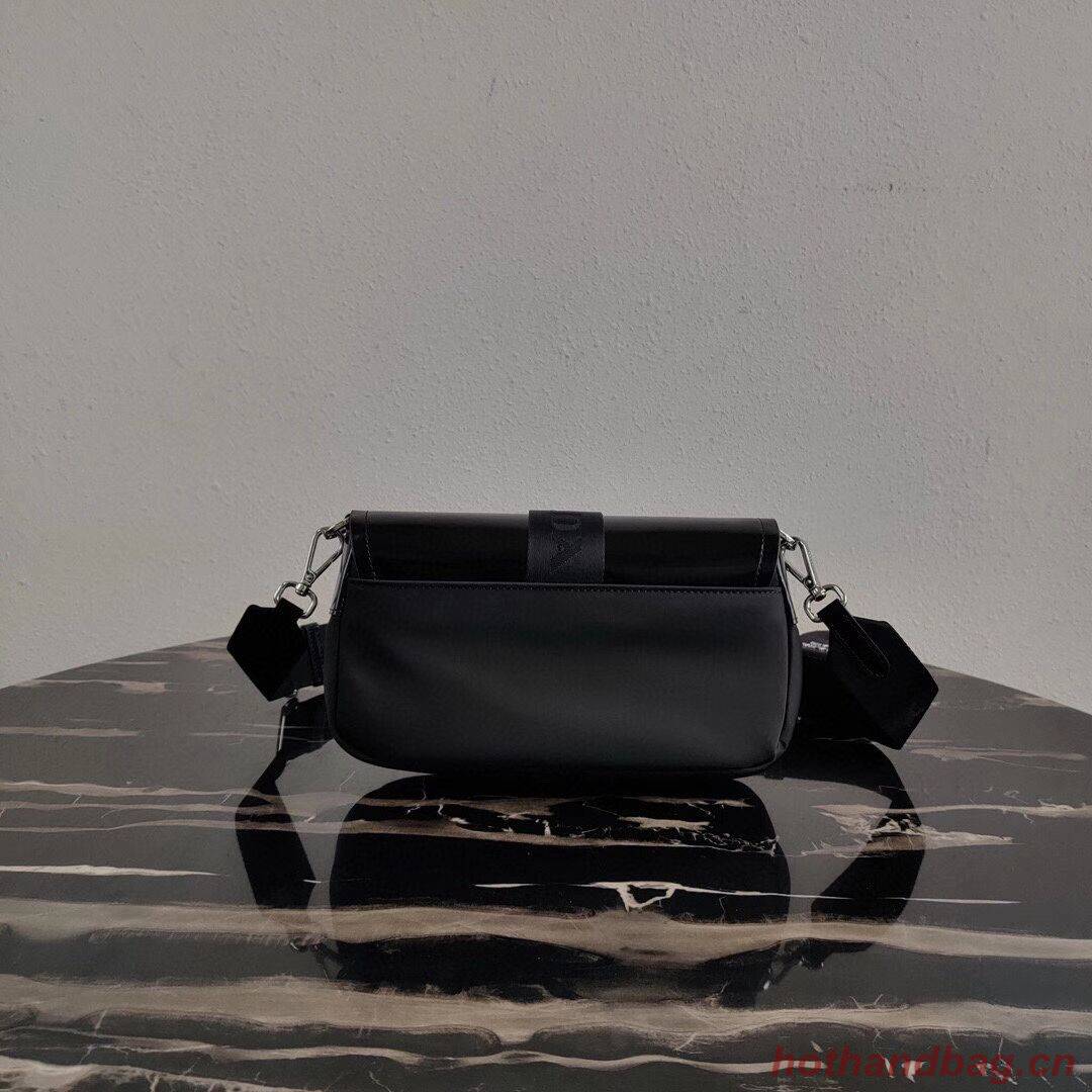 Prada Pocket nylon and brushed leather bag 1BD295 black