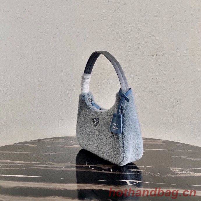 Prada Shearling tote mini-bag 1NE515 light blue