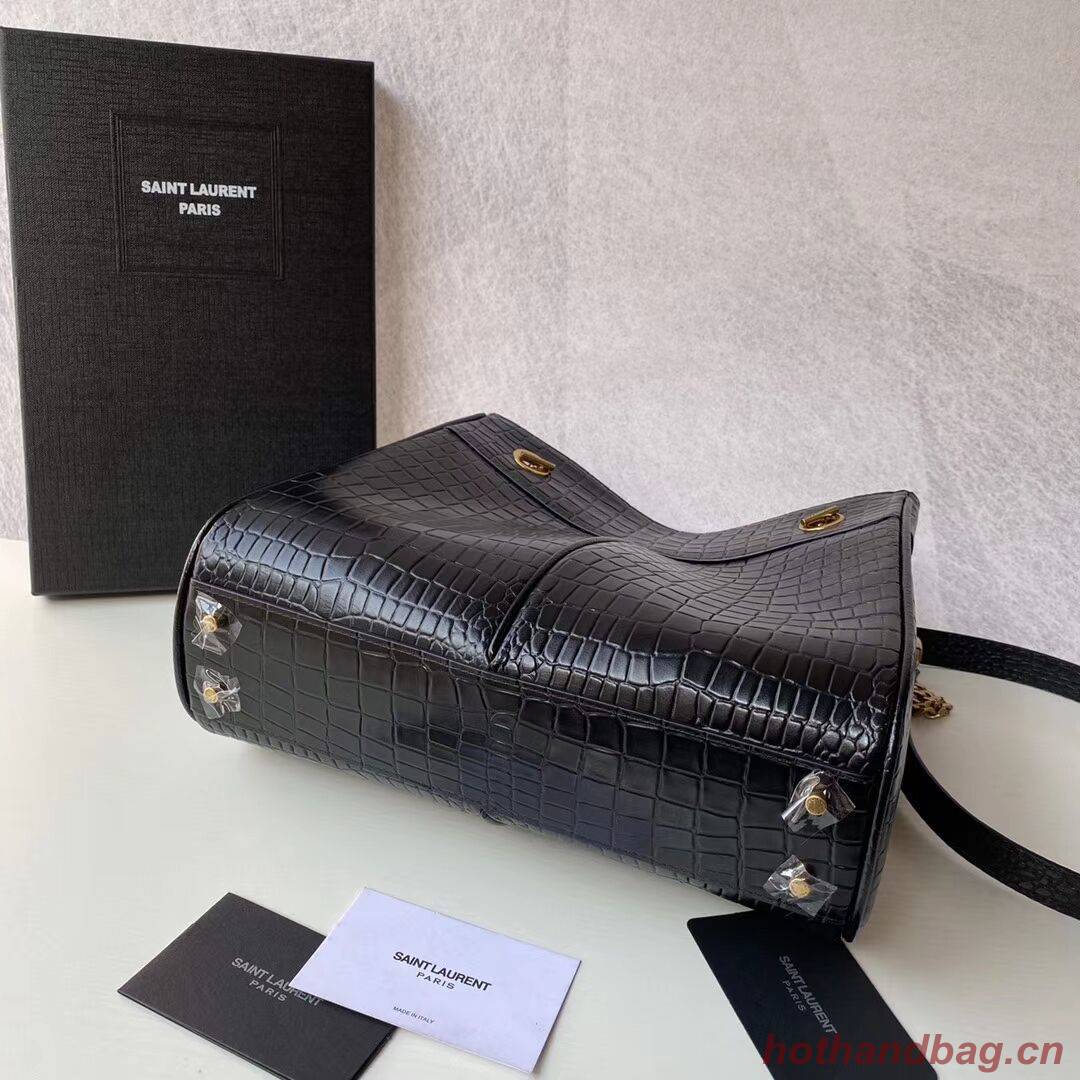 SAINT LAURENT CASSANDRA IN CROCODILE-EMBOSSED SHINY LEATHER Y862028 black