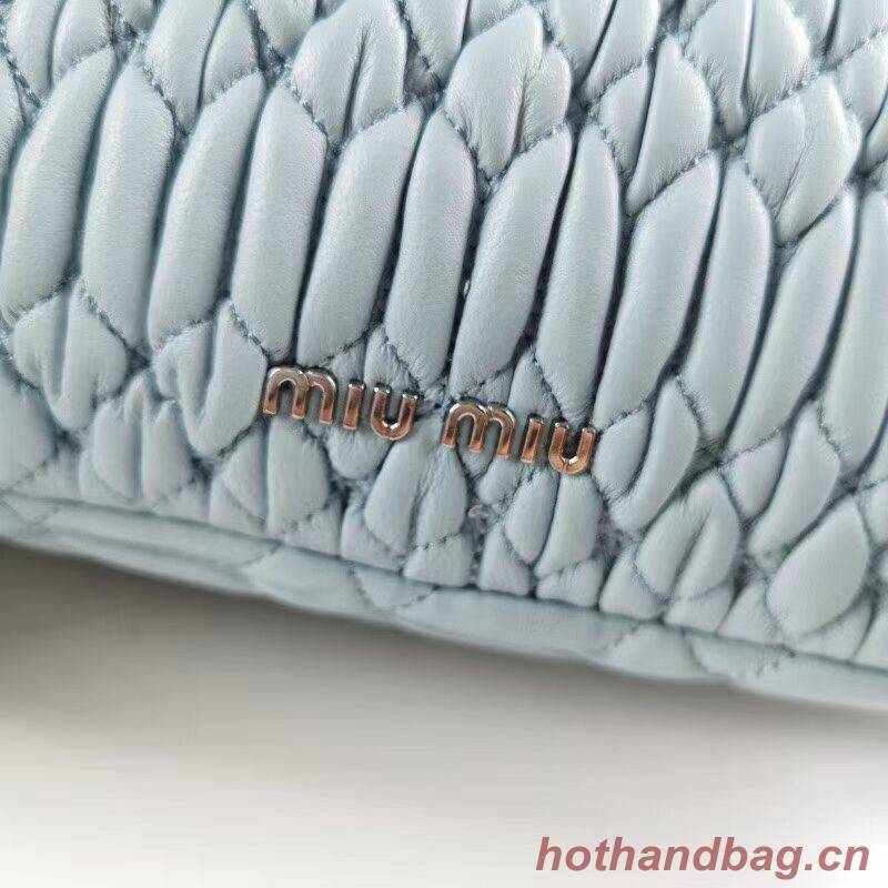 miu miu Matelasse Nappa Leather Shoulder Bag 5BP012M light blue