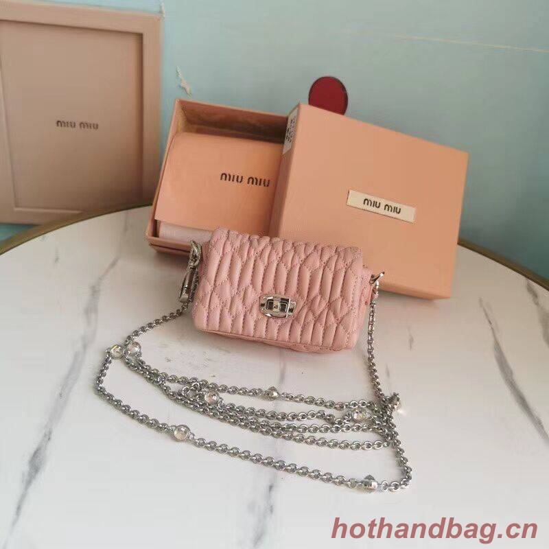 miu miu Matelasse Nappa Leather mini Shoulder Bag 5TT124 pink