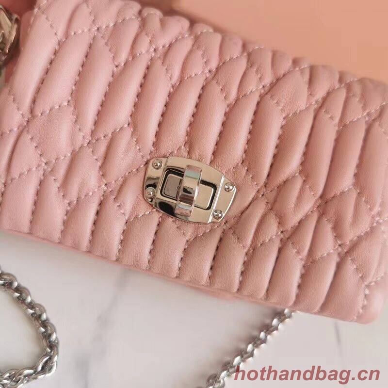 miu miu Matelasse Nappa Leather mini Shoulder Bag 5TT124 pink