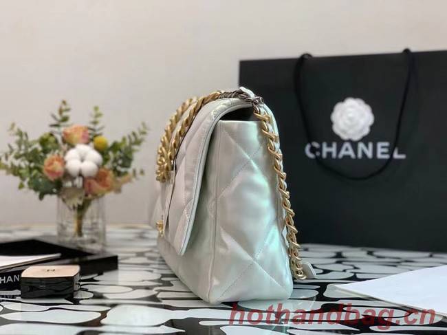 chanel 19 large flap bag Iridescent Calfskin&Gold-Tone AS1162 