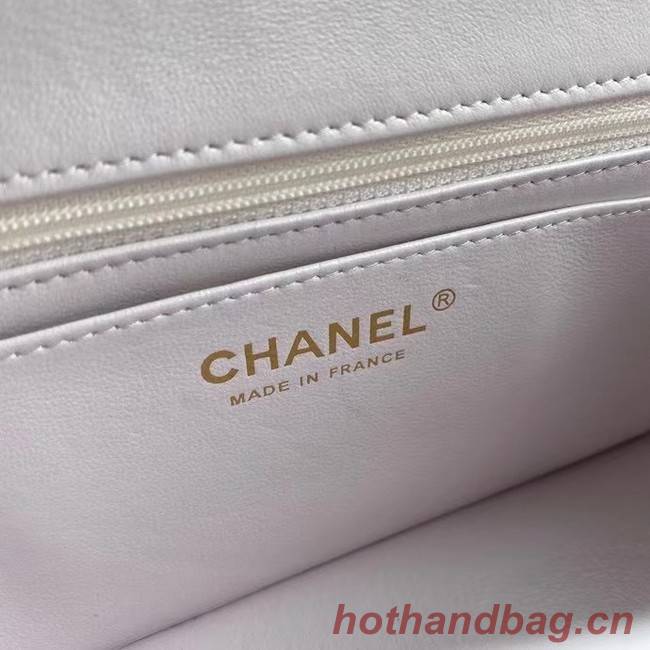 Chanel mini flap bag with top handle AS2431 White